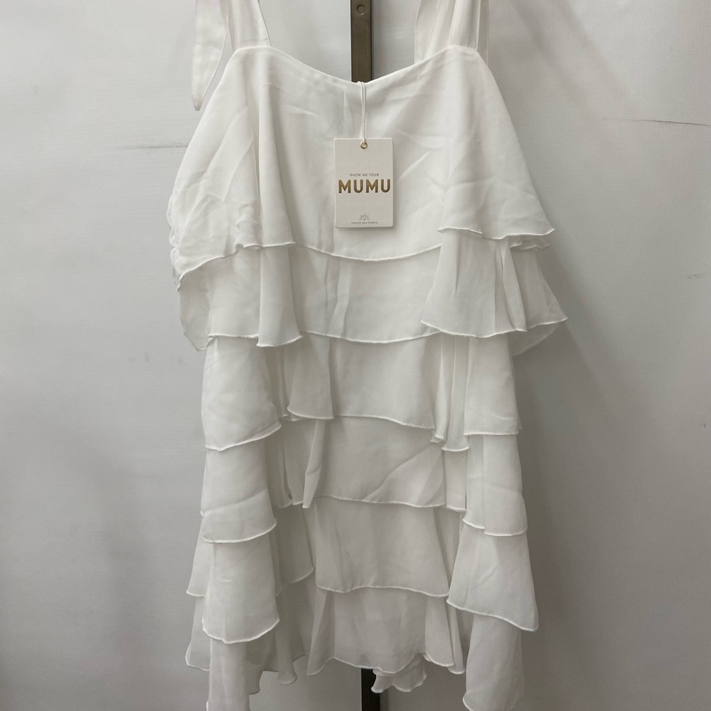 Show Me You Mumu Rowen Ruffle Dress White Size L MS0-2001 WH01